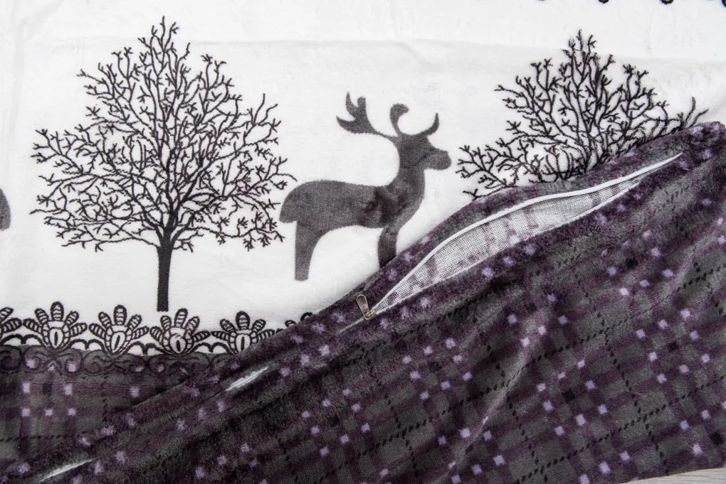 Mikroplyšové obliečky Vianoční soby sivé