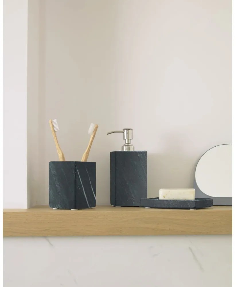 Tmavosivý mramorový téglik na zubné kefky Aixa – Kave Home