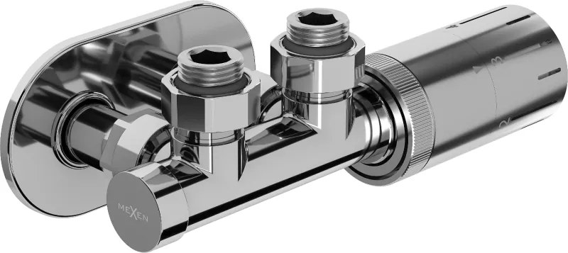 Mexen G05 termostatická súprava uhlová s krytom R, Duplex, DN50, chróm - W907-958-905-01