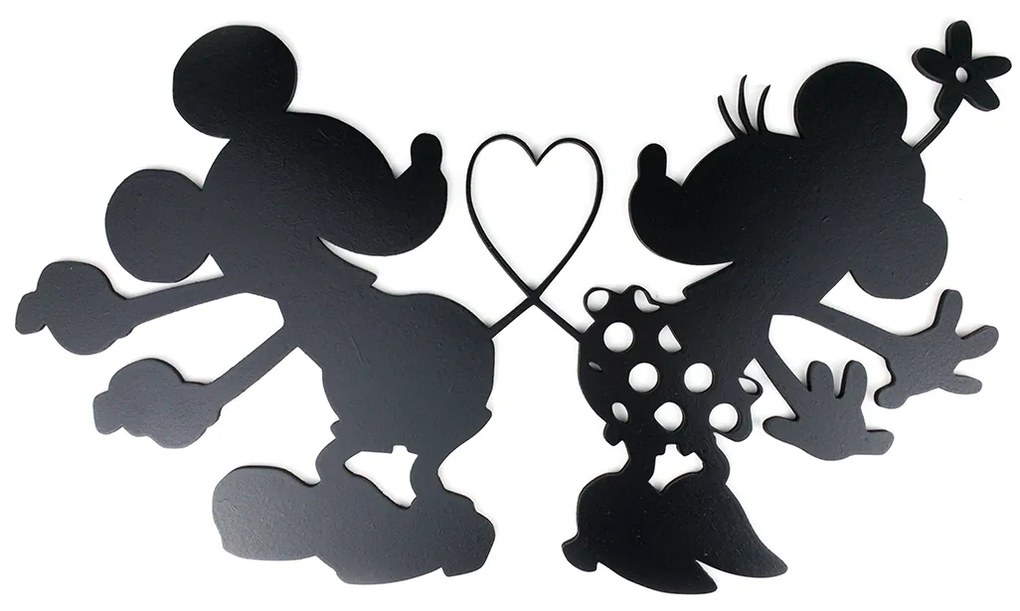 Veselá Stena Drevená nástenná čierna dekorácia Zamilovaní Mickey a Minnie na Zámku