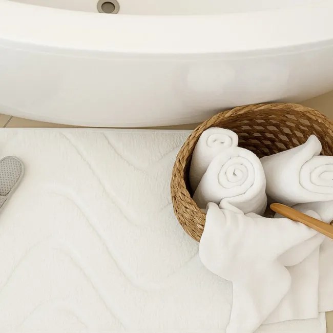 Kúpeľňový koberček WAVES 400 biely