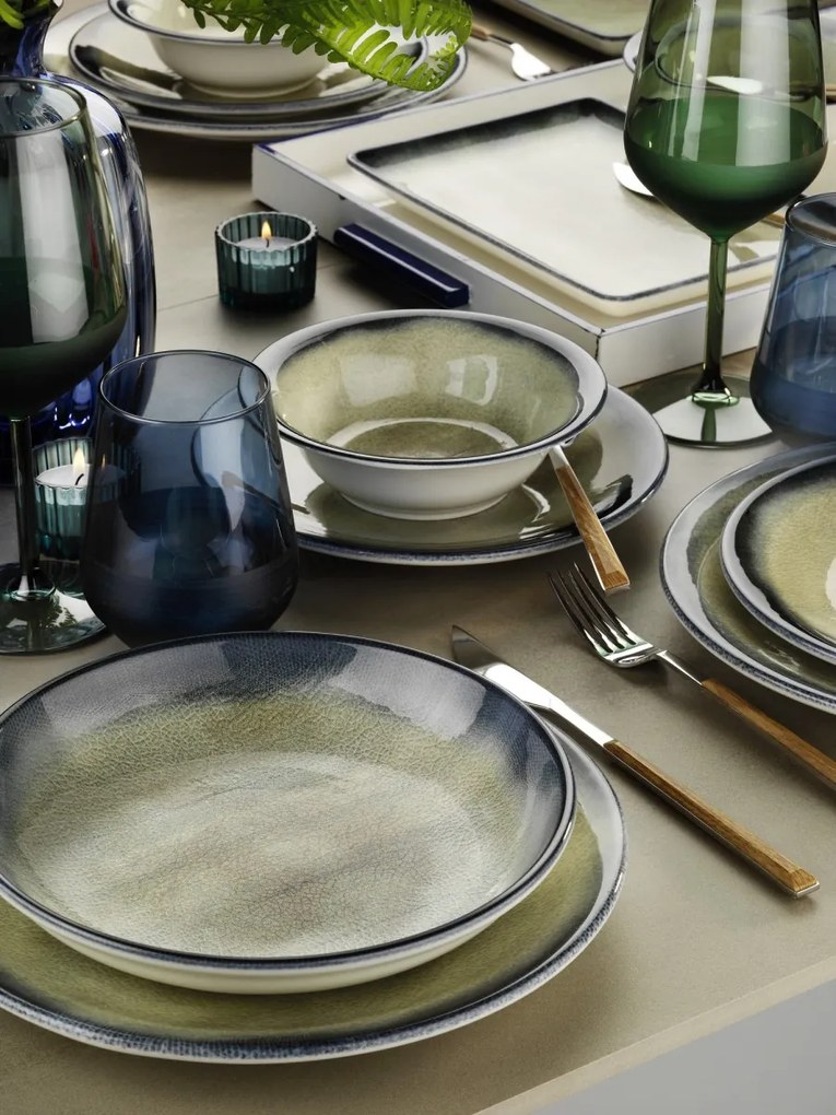 Porcelánová sada 26 ks talířů CeramicLike modrá/hnědá