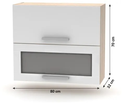 Horná výklopná kuchynská skrinka so sklom NOPL-016-OH Noliana (biela + dub sonoma). Vlastná spoľahlivá doprava až k Vám domov. 1015423