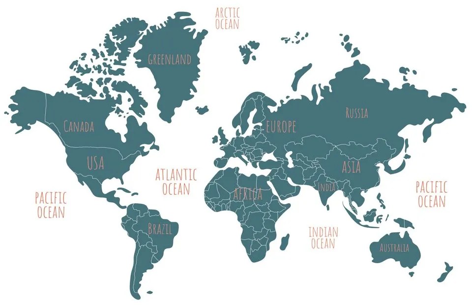 Samolepiaca tapeta moderná mapa sveta