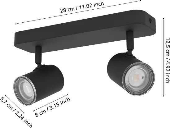 Eglo 300579 - Kúpeľňové bodové svietidlo CONSUMA 2xGU10/5W/230V IP44 čierne