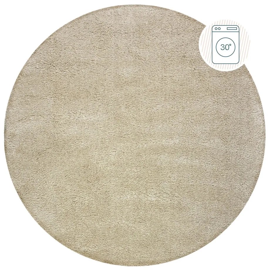 Béžový umývateľný okrúhly koberec z recyklovaných vlákien 133x133 cm Fluffy – Flair Rugs