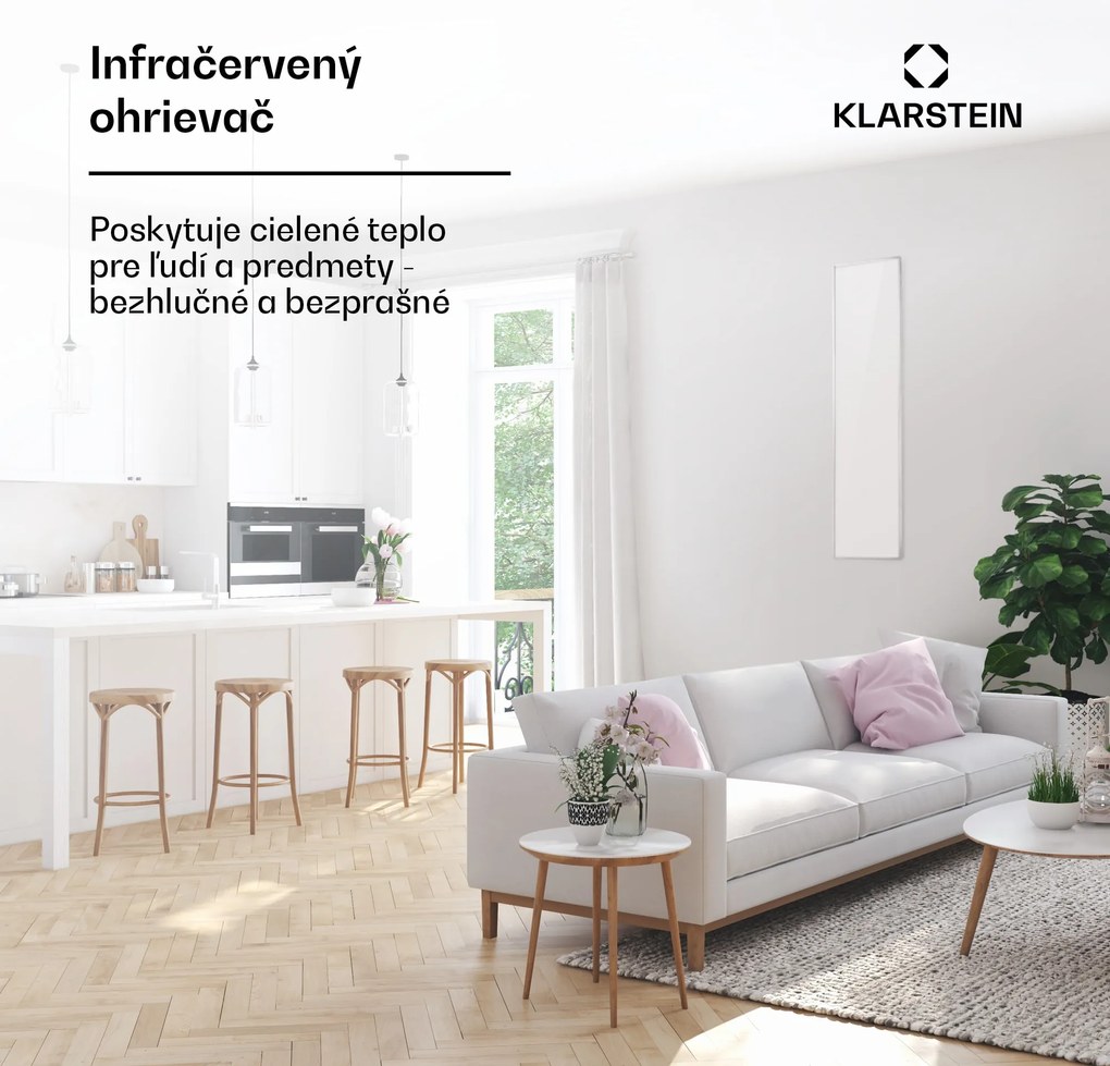 Klarstein Wonderwall Air 36, infračervený ohrievač, 120 x 30 cm, 360 W, nástenná montáž, diaľkový ovládač, biely