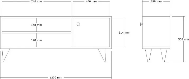 Jena Atlantic Pine Black TV stolík