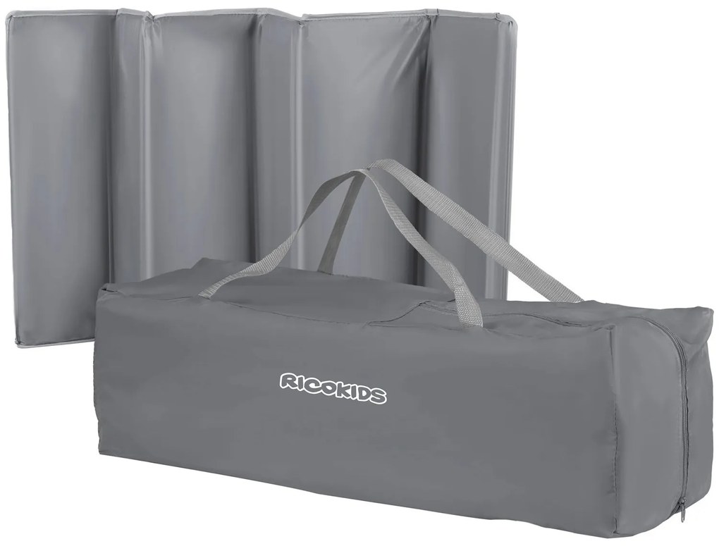 Ricokids Cestovná postieľka + matrac + taška125 x 65 x 78 cm RK-240 sivá