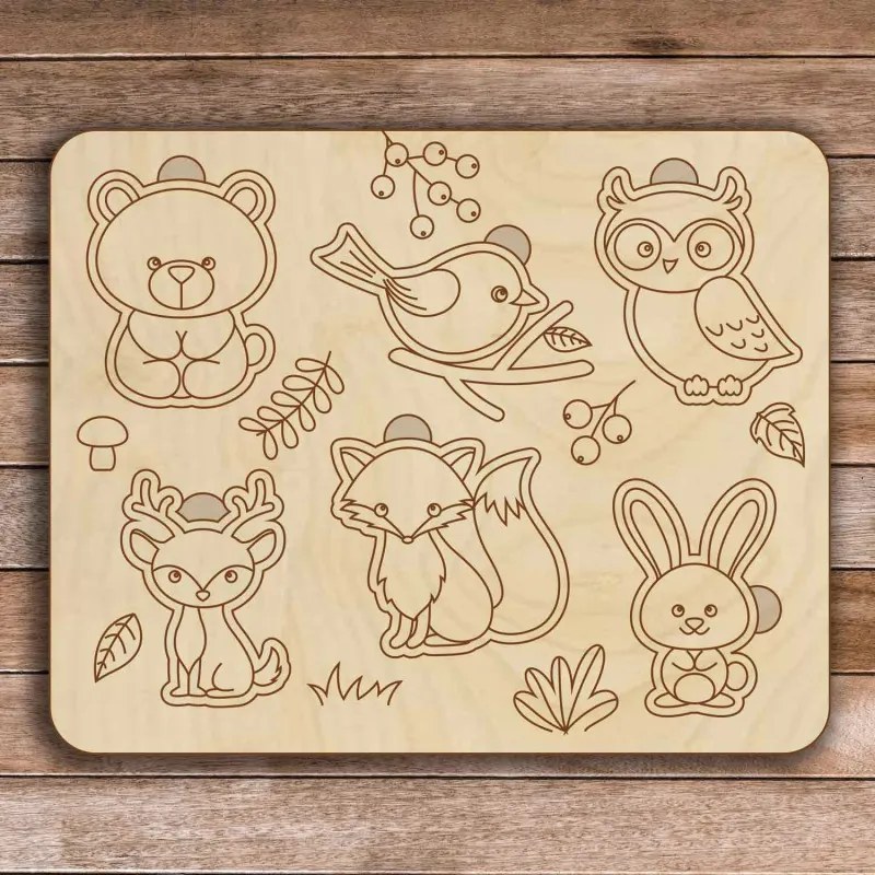 Detská drevená vkladačka - Lesné zvieratá 6 dielikov | SENTOP H005 H005