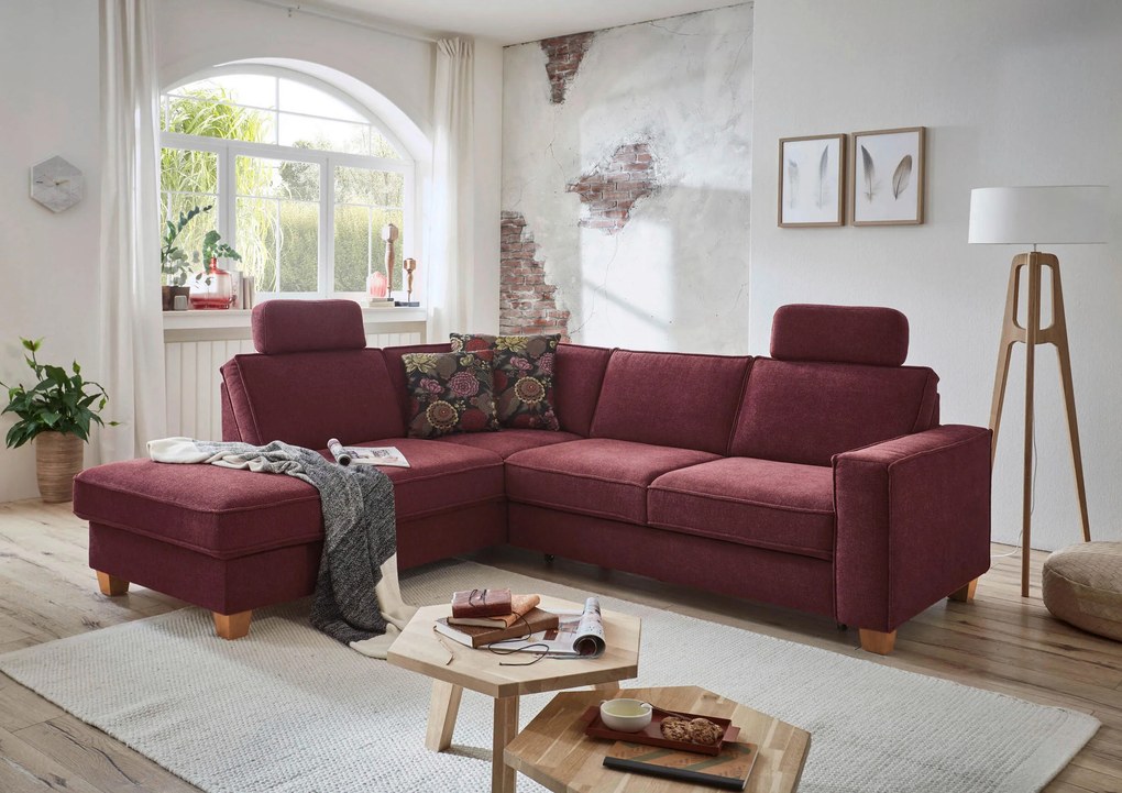 XXXLutz ROHOVÁ SEDAČKA, textil, tmavočervená Sit & More - Sedačky - 000144005814