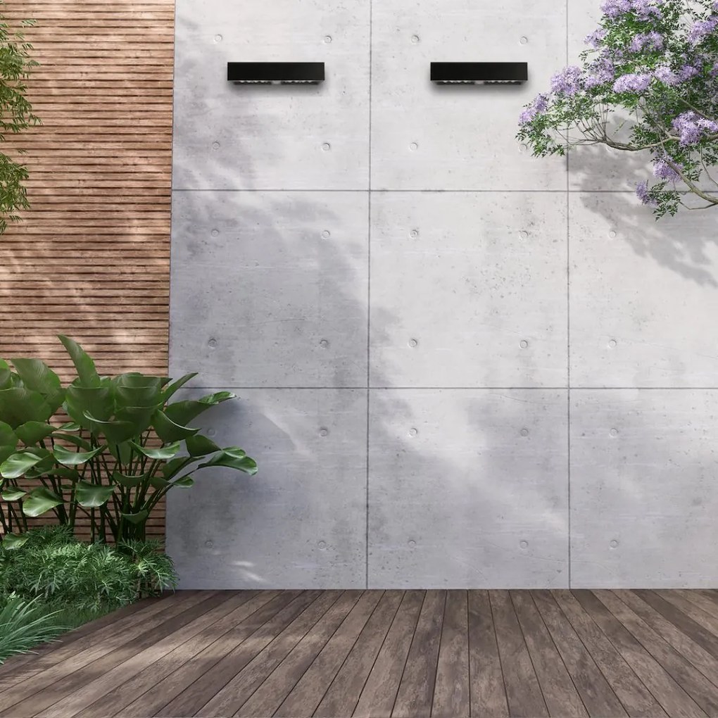 Exteriérové solárne nástenné LED svietidlo Brick, 1x LED 6w, čierna, pohybový senzor