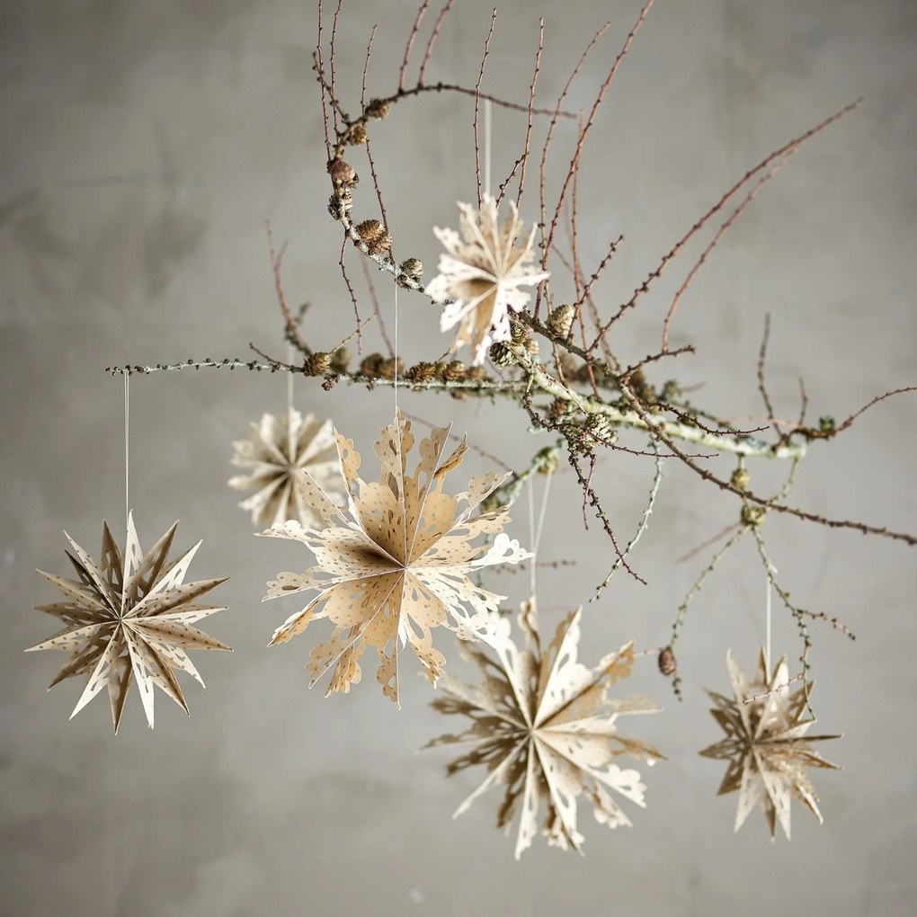 Bloomingville Papierová ozdoba Star Ornament – set 6 ks
