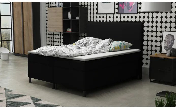 Čalúnená manželská posteľ 140x200 s nožičkami 12 cm MIRKA - čierna