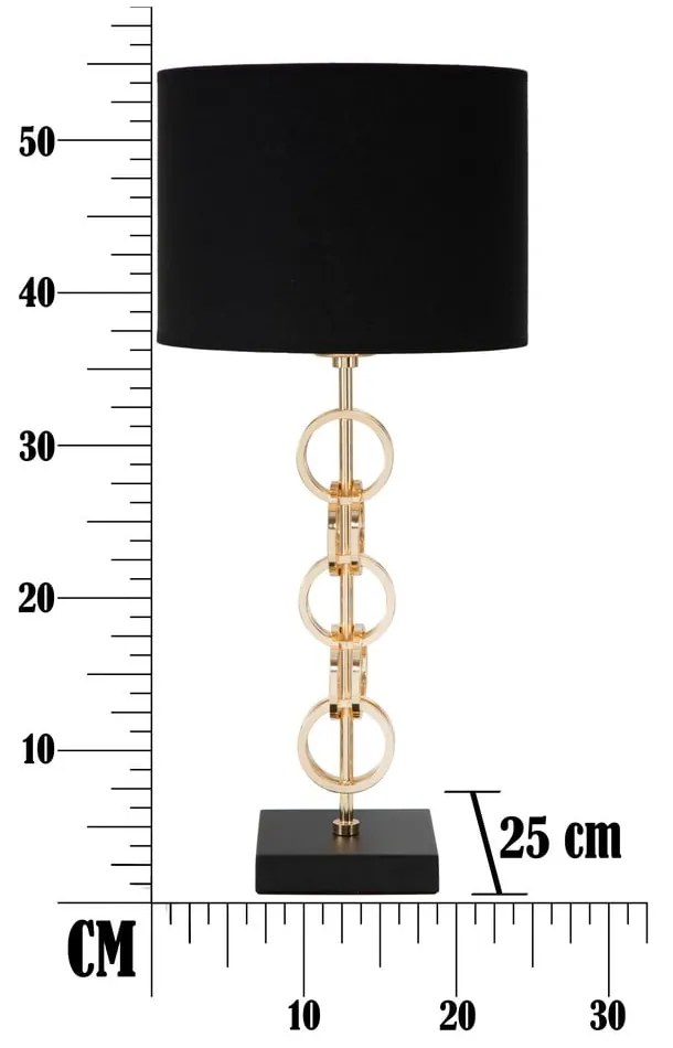 Stolová lampa v čierno-zlatej farbe Mauro Ferretti Glam Rings, výška 54,5 cm
