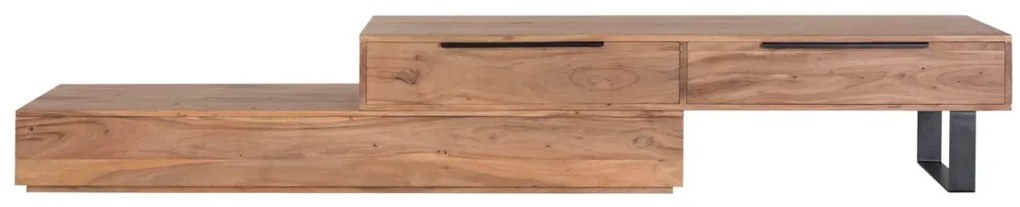 furniture-nabytek.cz - Masivní TV stolek Auckland Acacia z akácie a kovu, lakovaný, hnědý – 155×45×40 cm