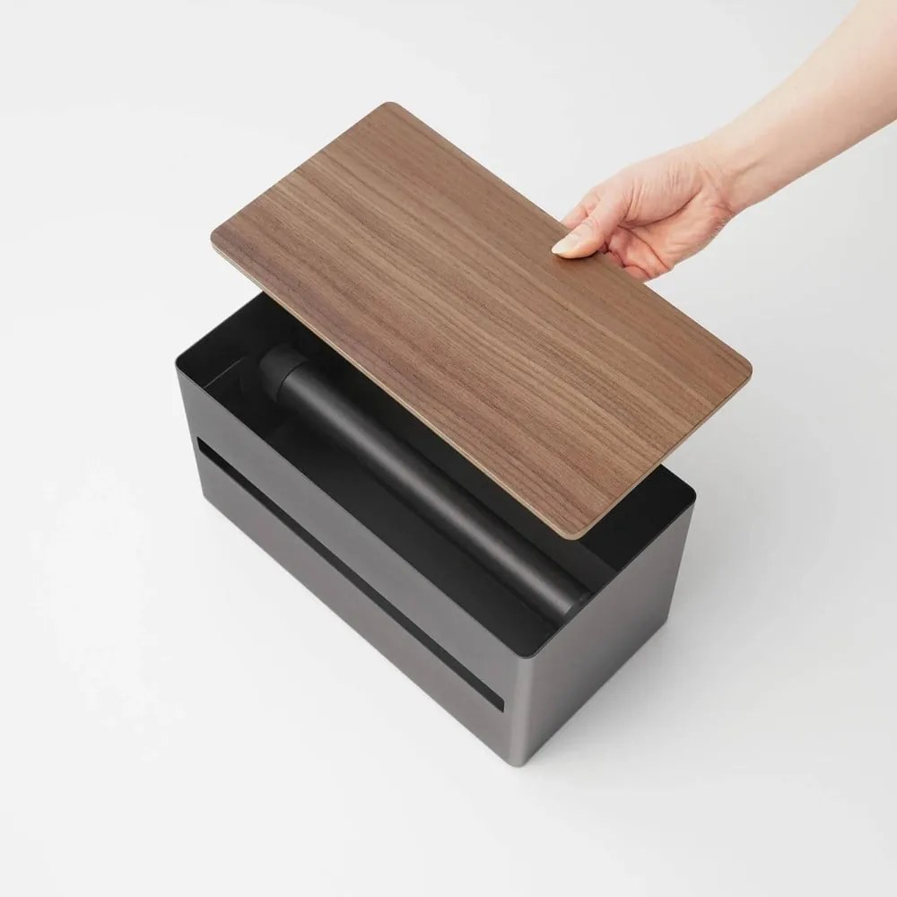 Čierny kovový stojan na papierové utierky Rin – YAMAZAKI