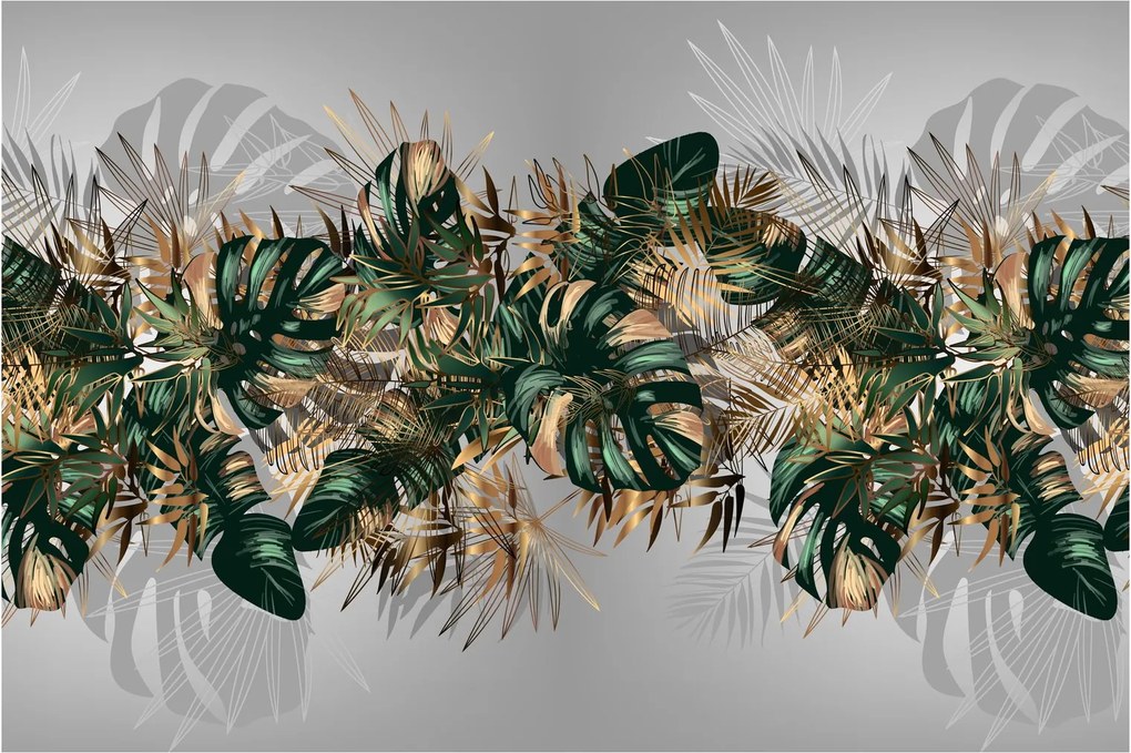 Obraz - Zlato-zelené tropické listy (90x60 cm)