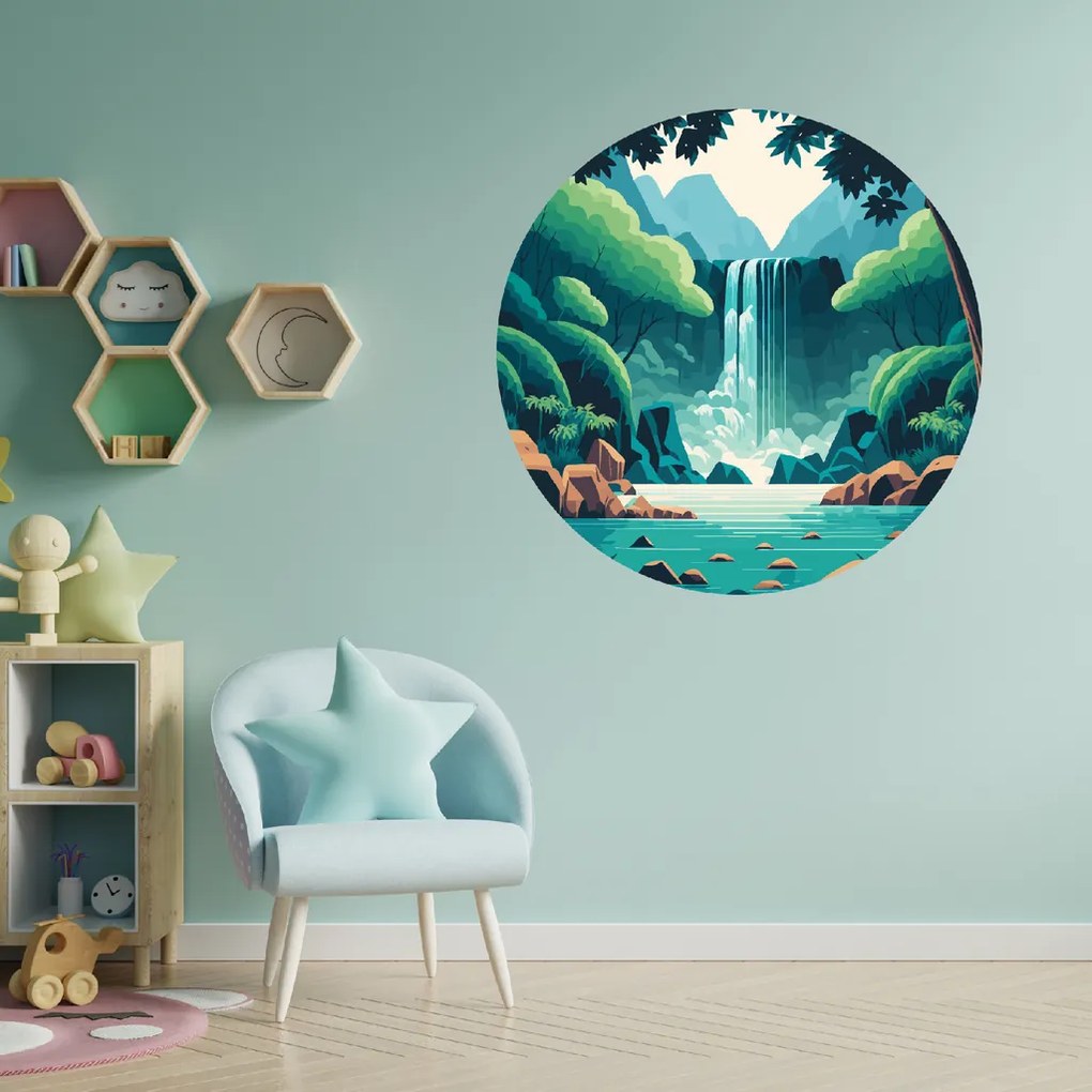 100x100cm Vodopád - textilná nálepka na stenu Veľkosť: 100 cm