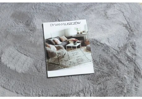 Koberec okrúhly prateľný POSH Shaggy, plyšový, Hrubý, protišmykový, sivá Veľkosť: kruh 80 cm