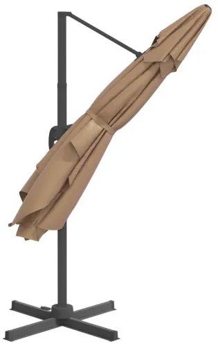 vidaXL LED konzolový slnečník sivohnedý 400x300 cm-