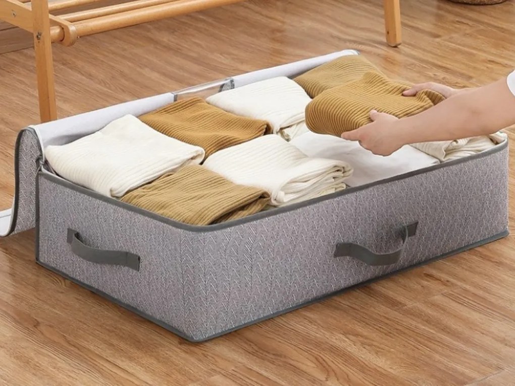 Textilný úložný box pod posteľ EASY 90 L 80x47x25 cm, sivý