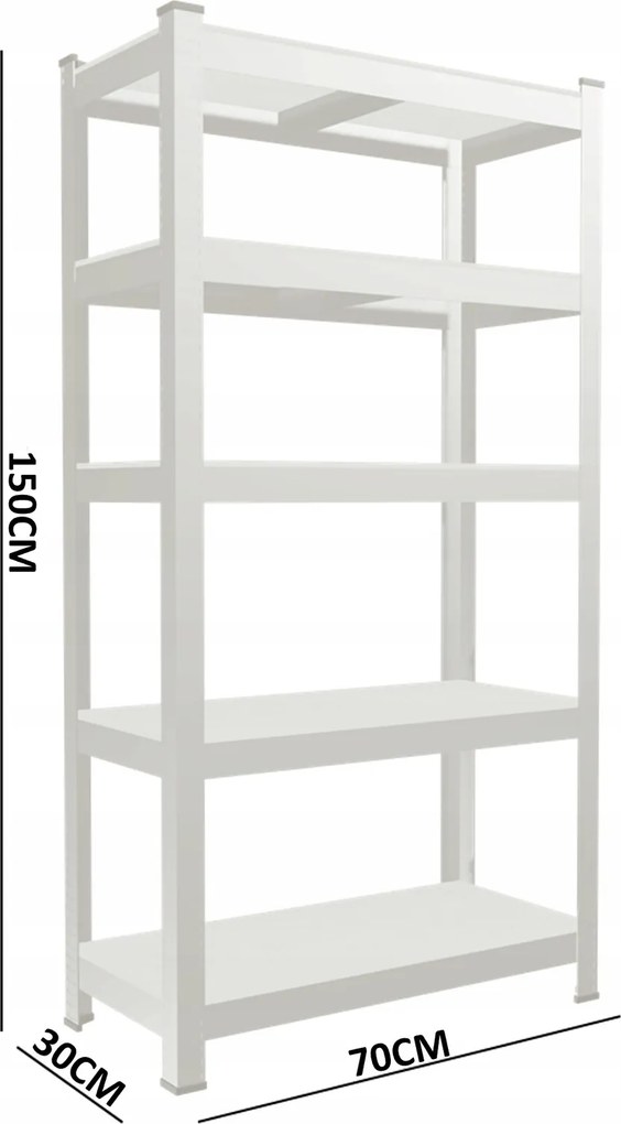 CH 5- policový kovový úložný regál Tosca X. 150 x 70 x 30 cm