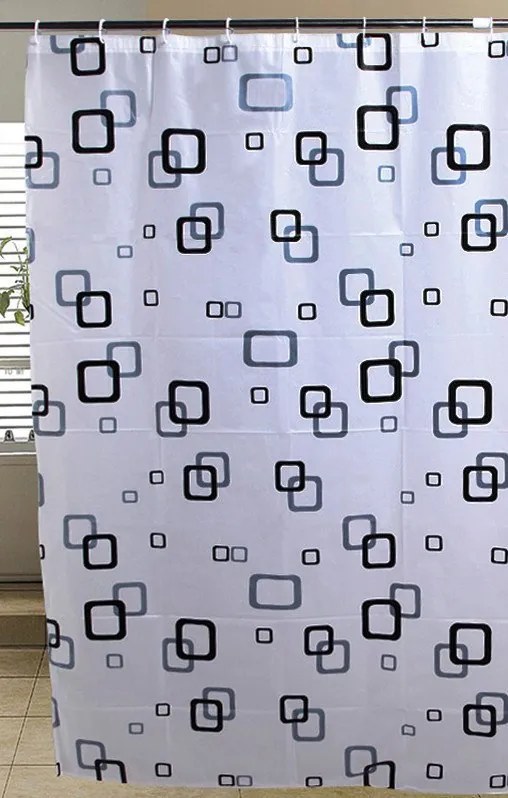 Aqualine Aqualine, Sprchový záves 180x180cm, vinyl, biela/modrá/čierna, ZV010