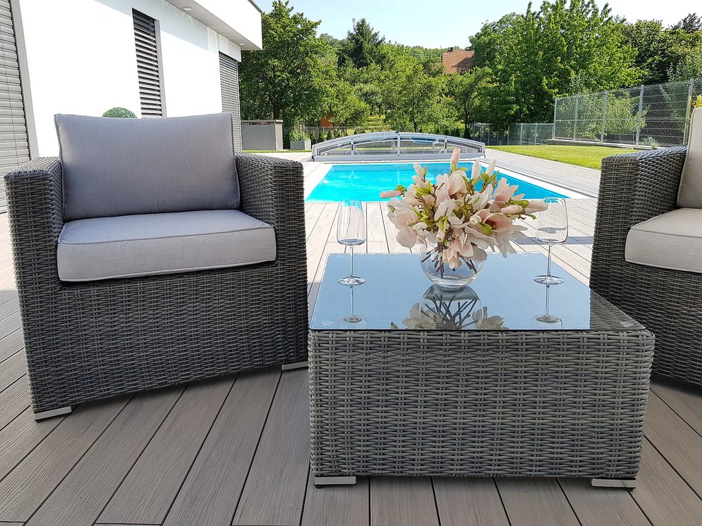 DEOKORK Ratanová variabilná zostava SEVILLA pre 2 osoby (antracit)