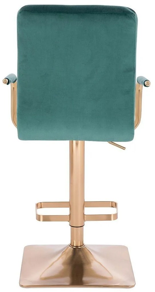 LuxuryForm Barová stolička VERONA GOLD VELUR na zlatej hranatej základni - zelená