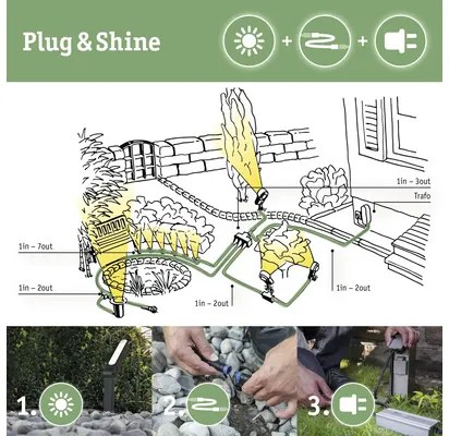 LED vonkajšie bodové svietidlo Paulmann 94286 Plug and Shine IP65 5,1W 310lm 3000K antracit/chróm set