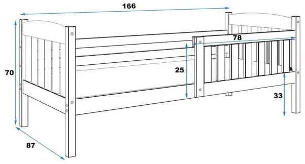 Posteľ KUBO 1 160x80 borovica (bez zásuvky)