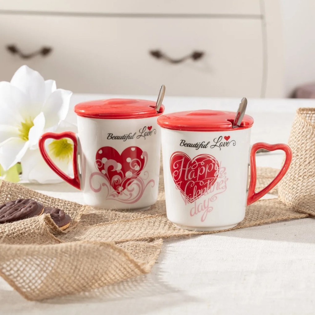 Sada hrnčekov Beautiful Love I z przykrywką 350ml