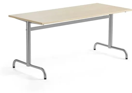 Stôl PLURAL, 1600x700x600 mm, HPL - breza, strieborná