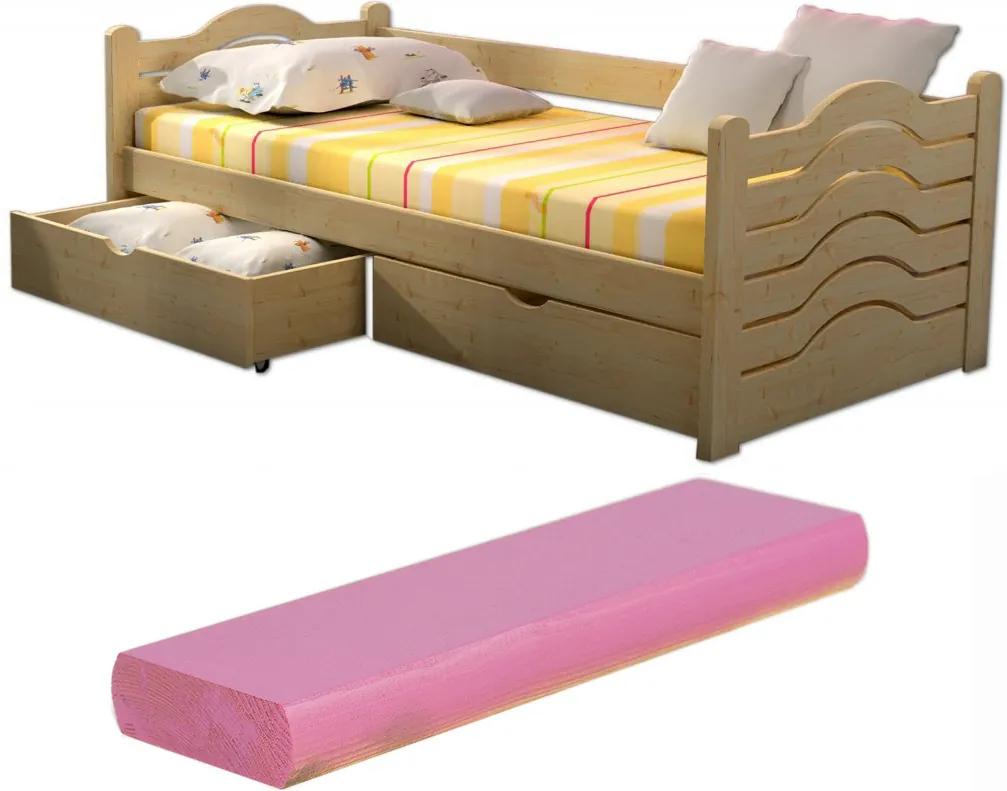 FA Oľga 4 180x80 detská posteľ Farba: Ružová (+44 Eur), Variant bariéra: Bez bariéry, Variant rošt: Bez roštu (-3 Eur)