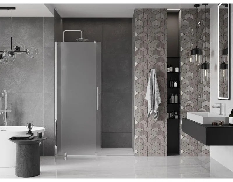 Mexen Velar, posuvné sprchové dvere do otvoru 160 cm, 8mm sklo námraza, chrómová, 871-160-000-31-01