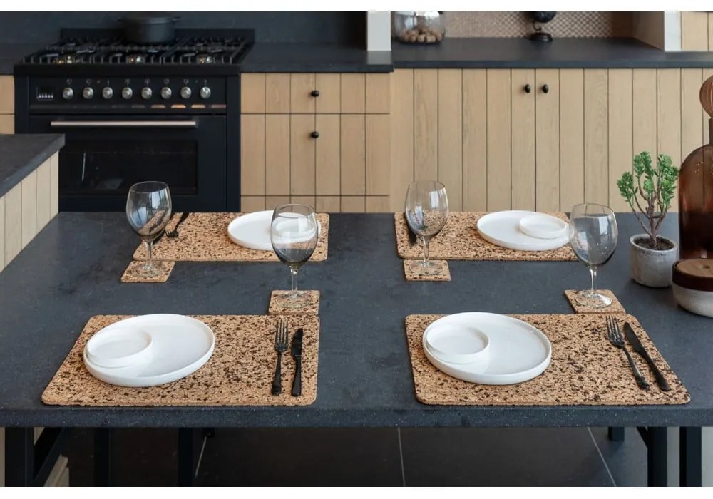 Korkové podtácky v prírodnej farbe v súprave 4 ks Querco – ZicZac
