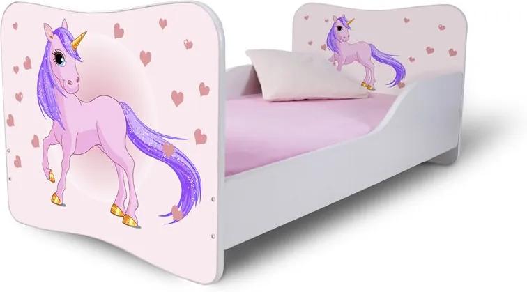 MAXMAX Detská posteľ Jednorožec ružový 160x80 pre dievča NIE