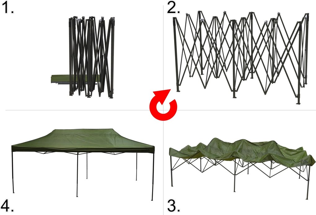 CATTARA Párty stan s nožnicovou konštrukciou 3x6 m, zelený, WATERPROOF