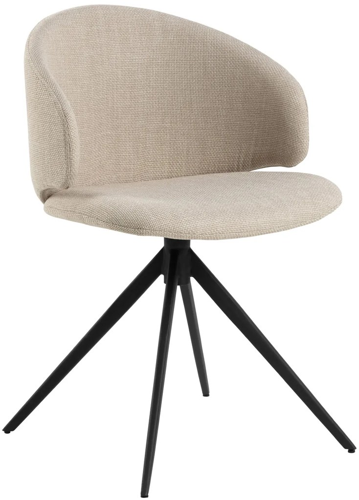 NELA Béžová (látka Basel 24)/čierne nohy – MODERNÁ OTOČNÁ ČALÚNENÁ STOLIČKA DO OBÝVAČKY/JEDÁLNE/KANCELÁRIE LOFT