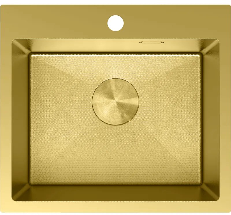 Mexen Solix, 1-komorový nerezový drez 500 x 450 mm, brúsená zlatá, vzor voština, 6402501000-55HC