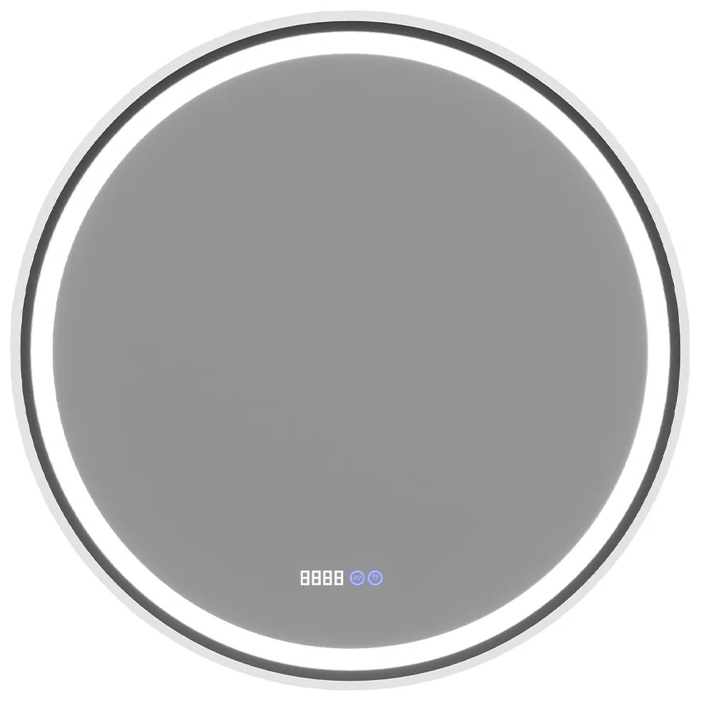 Cerano Rivo, LED kúpeľňové zrkadlo, kovový rám, Ø 60 cm, čierna matná, CER-CER-NT8232A60