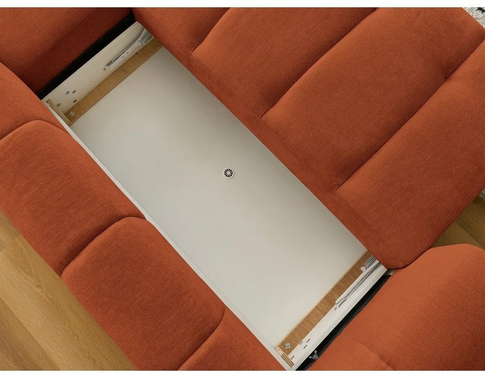 Rozkladacia/s úložným priestorom rohová pohovka v tehlovej farbe (pravý roh/s leňoškou) Fuji – Bobochic Paris