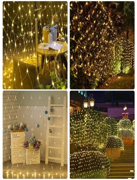 Vianočná sieťová svetelná reťaz teplá biela 100 LED 100x200cm