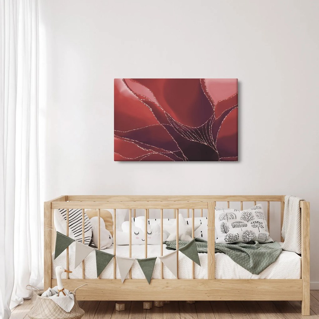 Obraz - Červená abstraktná kvetina N⁰2 (90x60 cm)