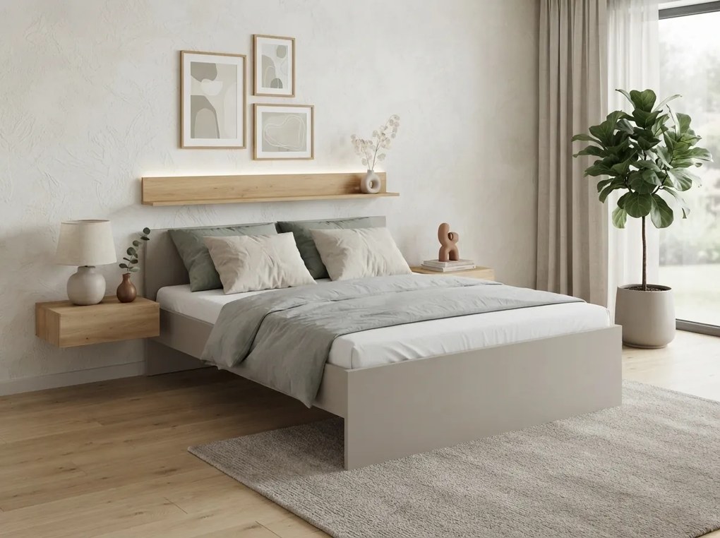 Posteľ ELISA 180 x 200 cm, kašmírovo béžová Rošt: S latkovým roštom, Matrac: Matrac COCO MAXI 20 cm