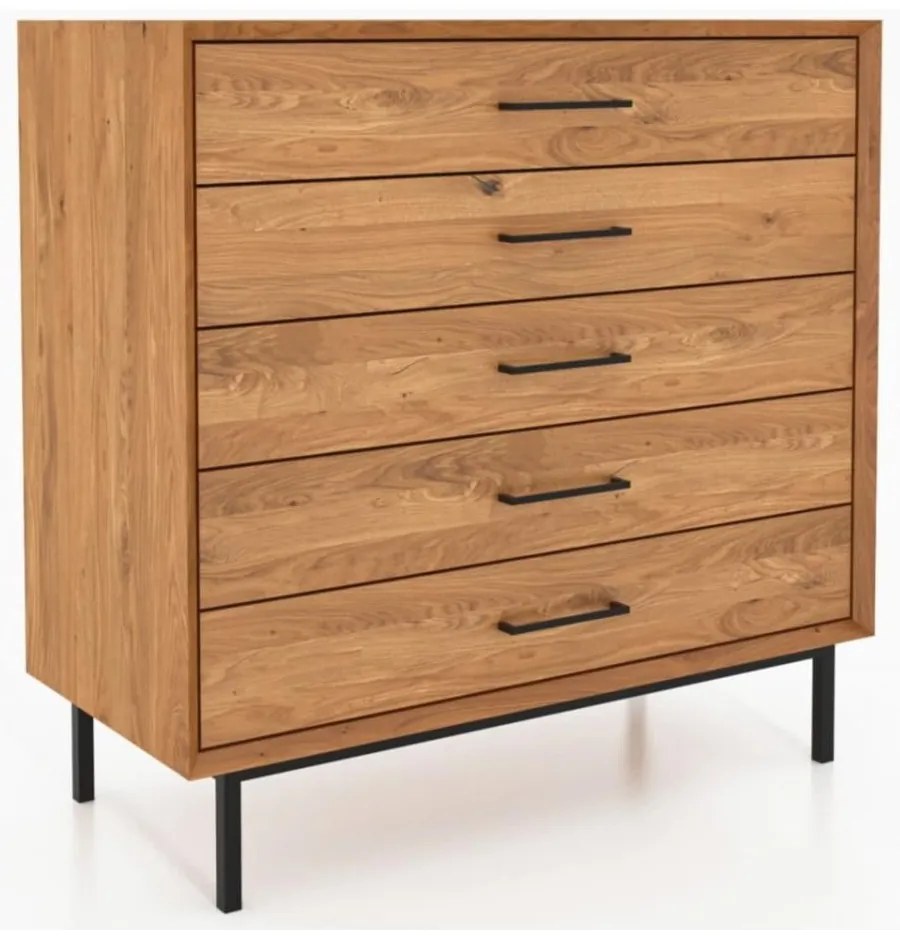 Vysoká komoda z dubového dreva v prírodnej farbe 97x95 cm Abies - The Beds