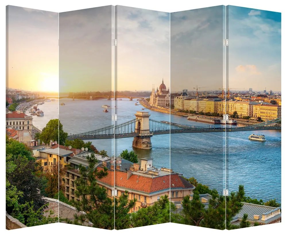 Paraván - Mesto Budapešť s riekou (210x170 cm)