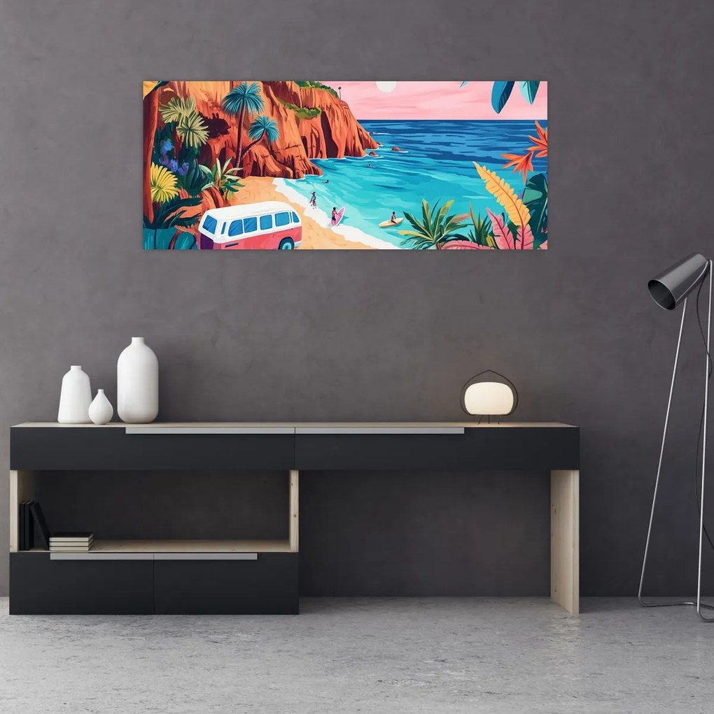 Obraz - Karavan pri oceáne (120x50 cm)
