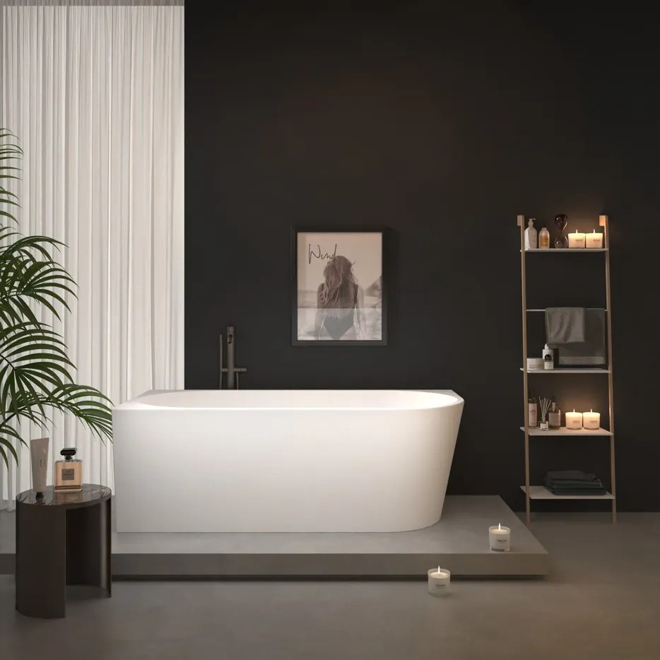 Erga Zara, rohová voľne stojaca vaňa 150x75 cm + odtoková zátka, ľavá, biela lesklá, ERG-ZARA-150075L-WH-WH